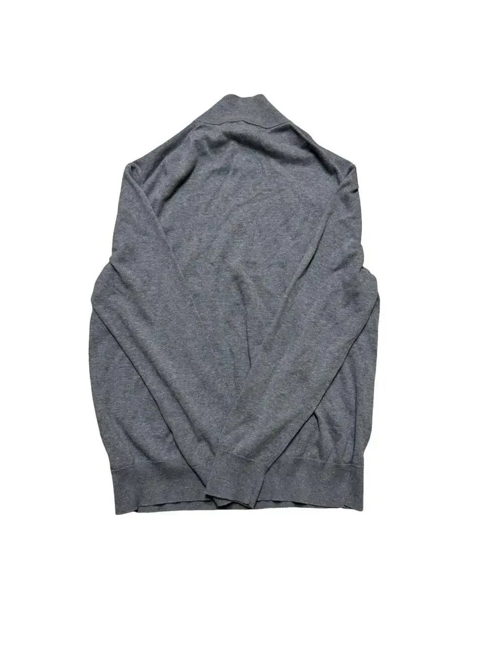 Brooks Brothers Cotton Knit 1/4 Zip Mock Neck Rib Sweater Men’s L Gray